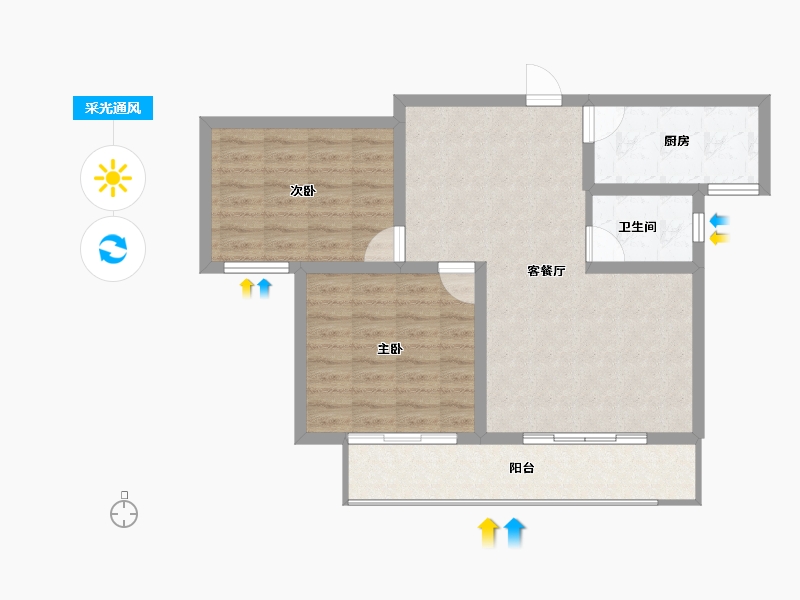 陕西省-宝鸡市-西凤佳苑-74.87-户型库-采光通风