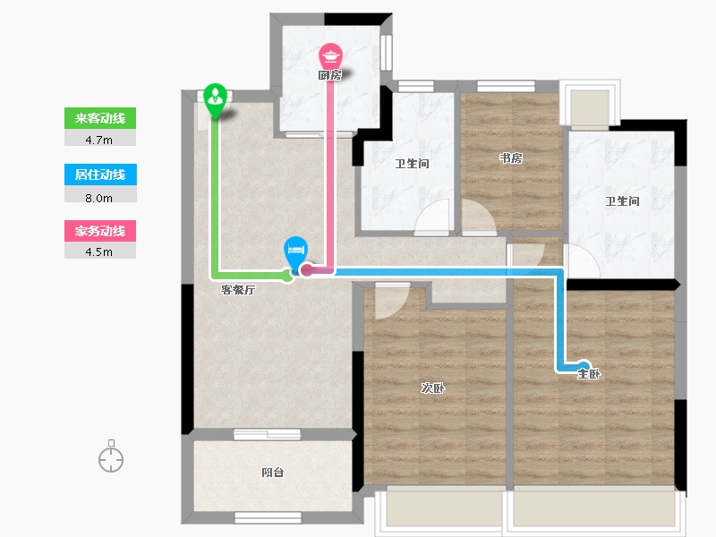 浙江省-舟山市-绿城凌波秋月-80.00-户型库-动静线