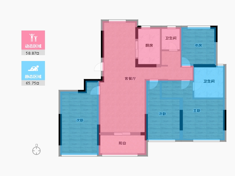 浙江省-绍兴市-元垄中南华著-111.00-户型库-动静分区