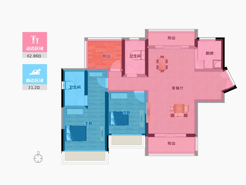 广东省-惠州市-金裕星河丹堤-82.18-户型库-动静分区