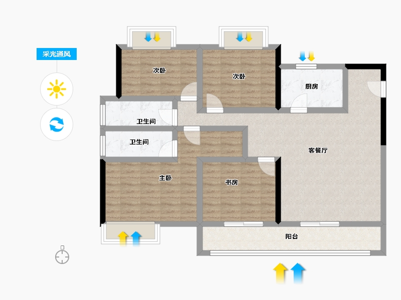 广东省-广州市-璞悦台-103.53-户型库-采光通风