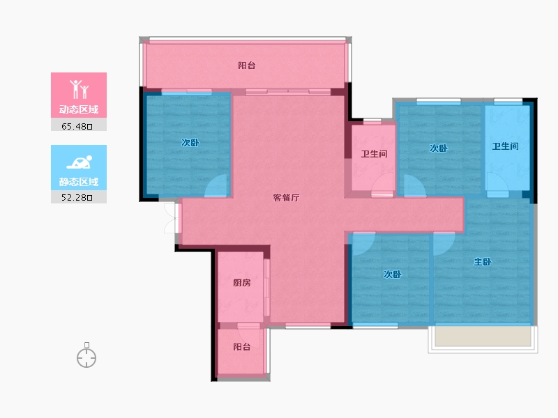 广西壮族自治区-河池市-峰景·学府壹號-106.40-户型库-动静分区