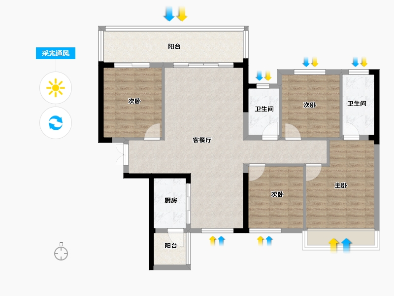 广西壮族自治区-河池市-峰景·学府壹號-106.40-户型库-采光通风