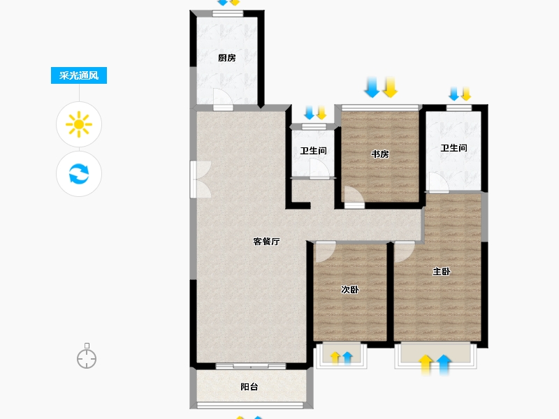 河南省-郑州市-朗悦公园府-114.13-户型库-采光通风