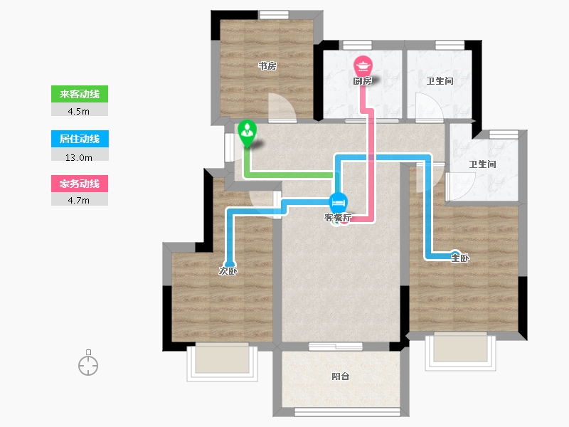 浙江省-绍兴市-祥生湛景笛旸府-70.43-户型库-动静线