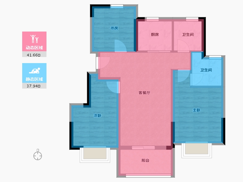 浙江省-绍兴市-祥生湛景笛旸府-70.43-户型库-动静分区