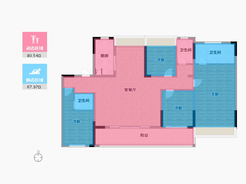 江苏省-南通市-合鸣宛-132.81-户型库-动静分区