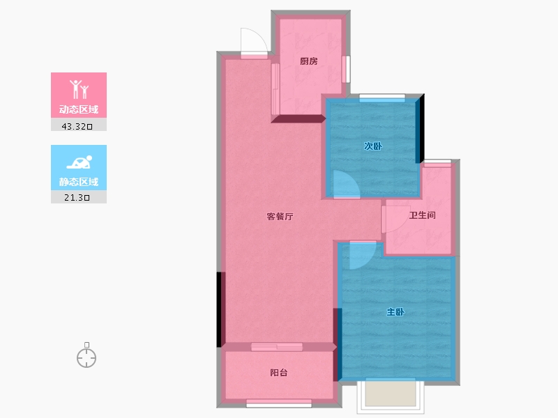 浙江省-嘉兴市-龙光·玫台花苑-57.20-户型库-动静分区