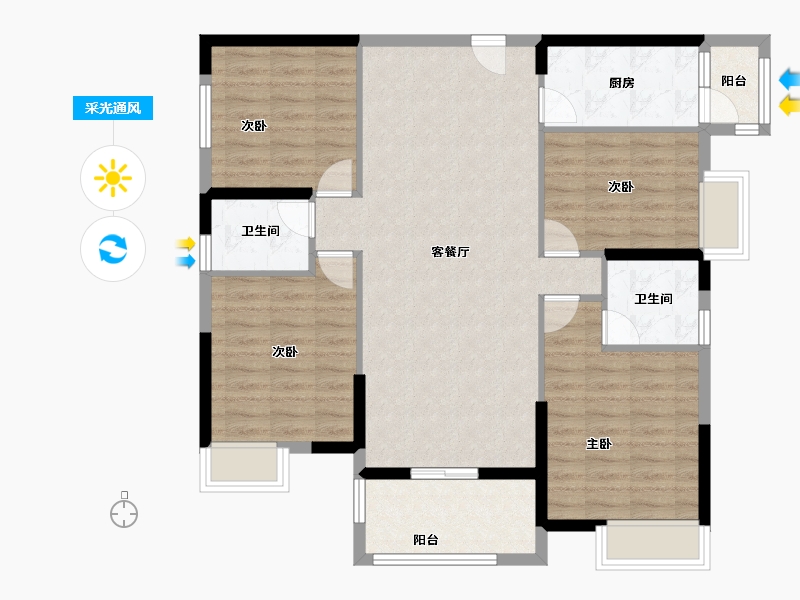 福建省-泉州市-百信御江帝景-102.40-户型库-采光通风