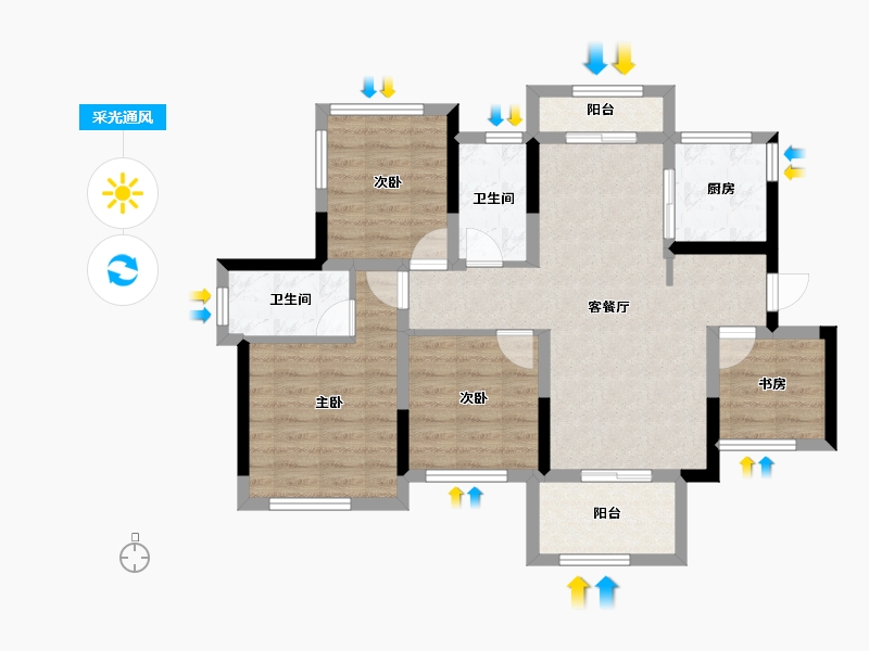 四川省-成都市-天府玖龙郡-80.25-户型库-采光通风