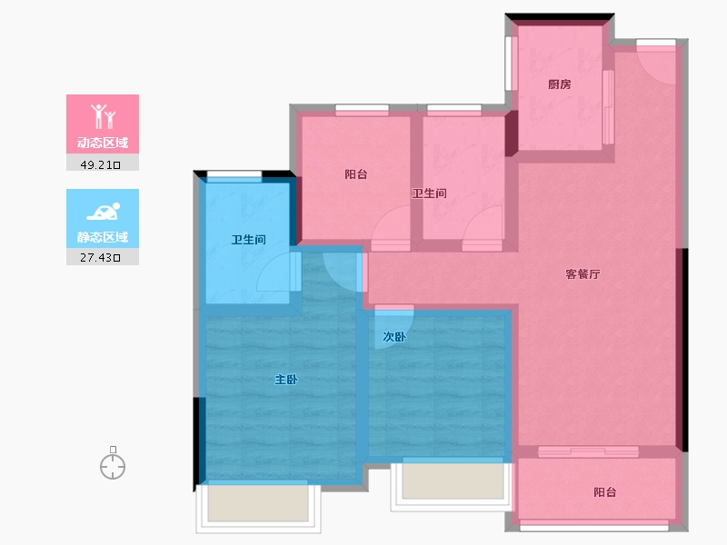 广东省-广州市-合景花䕕四季-66.51-户型库-动静分区