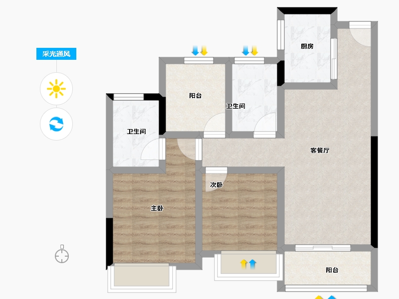 广东省-广州市-合景花䕕四季-66.51-户型库-采光通风