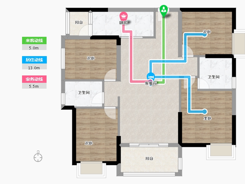 福建省-泉州市-百信御江帝景-95.20-户型库-动静线