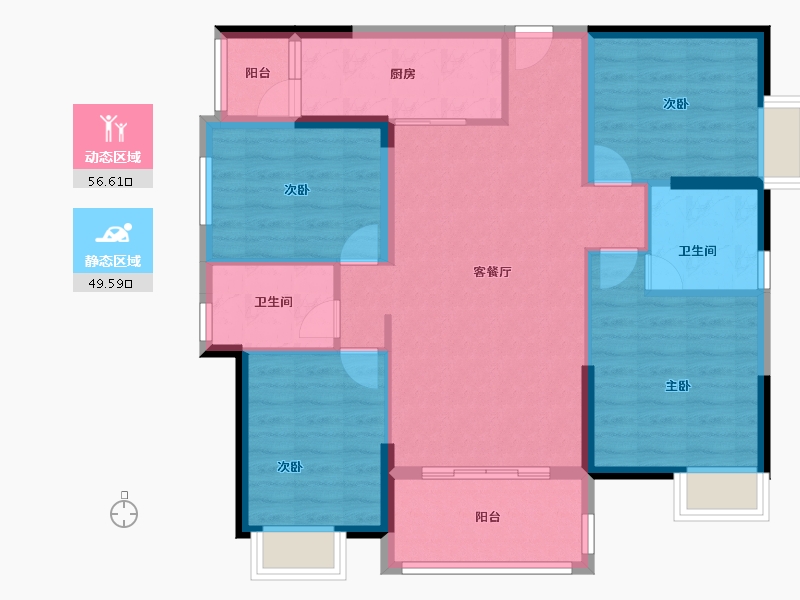 福建省-泉州市-百信御江帝景-95.20-户型库-动静分区