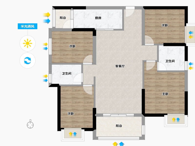 福建省-泉州市-百信御江帝景-95.20-户型库-采光通风