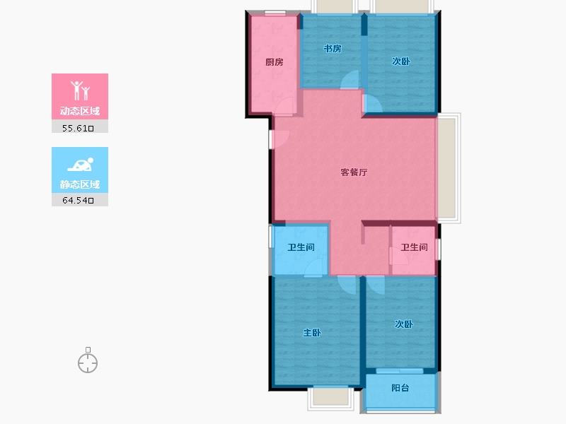 河南省-郑州市-朗悦公园府-107.97-户型库-动静分区