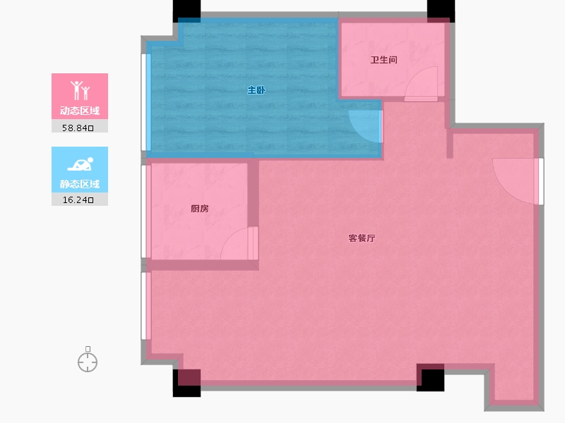 陕西省-西安市-温泉花园2期-68.29-户型库-动静分区