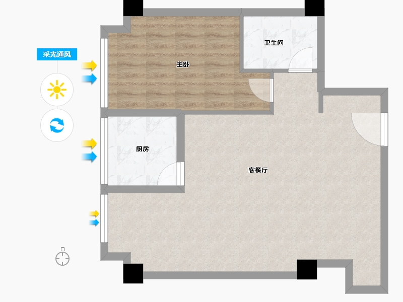 陕西省-西安市-温泉花园2期-68.29-户型库-采光通风