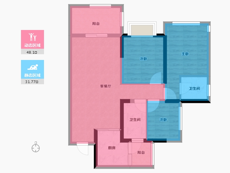 四川省-成都市-领地天府国际康城-70.07-户型库-动静分区