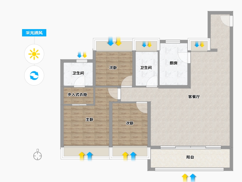 江苏省-苏州市-中国铁建吴韵青秀-111.24-户型库-采光通风