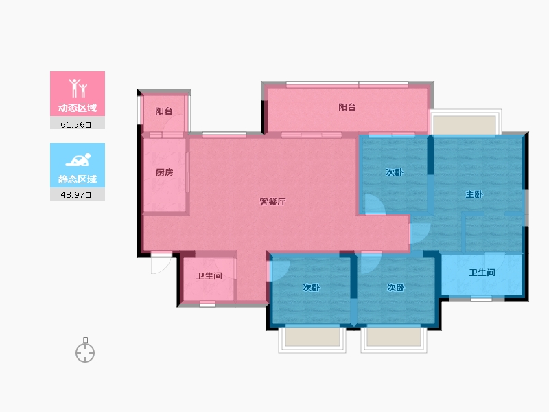 重庆-重庆市-北京城建龙樾生态城-98.22-户型库-动静分区