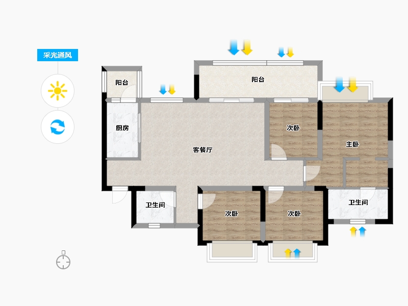 重庆-重庆市-北京城建龙樾生态城-98.22-户型库-采光通风