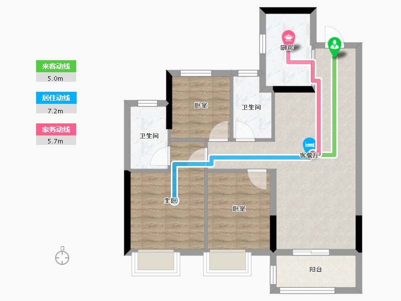 浙江省-嘉兴市-龙光·玫宸佳苑-71.20-户型库-动静线