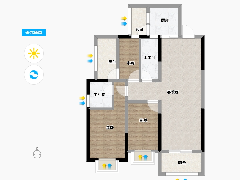 四川省-成都市-新城悦隽盛世-76.00-户型库-采光通风