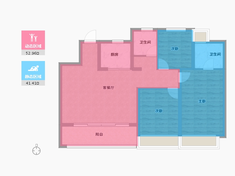 江苏省-苏州市-上坤云栖时光-84.58-户型库-动静分区