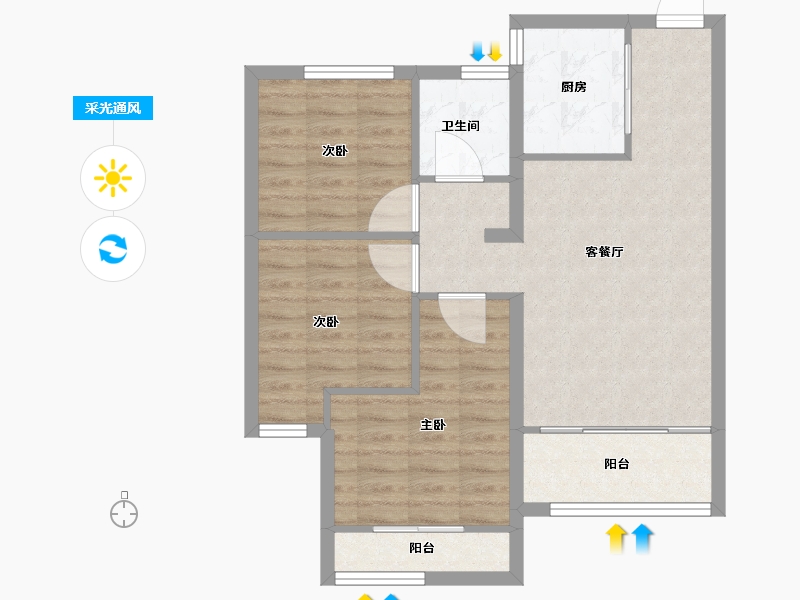 河南省-郑州市-润城东方·绿博福苑-70.00-户型库-采光通风