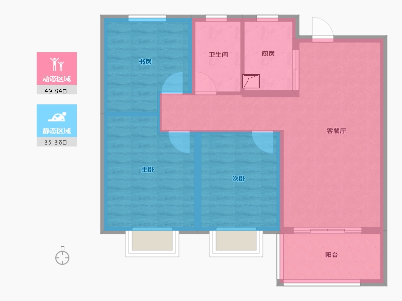 江苏省-镇江市-远洋香奈城三区-76.00-户型库-动静分区