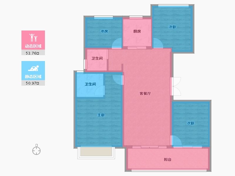 浙江省-宁波市-朴石青溪雲庐-94.41-户型库-动静分区