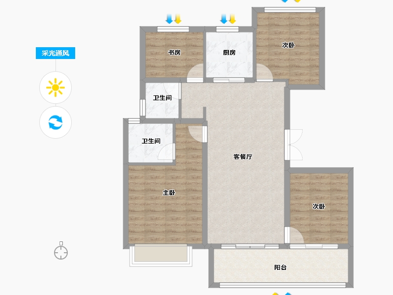 浙江省-宁波市-朴石青溪雲庐-94.41-户型库-采光通风