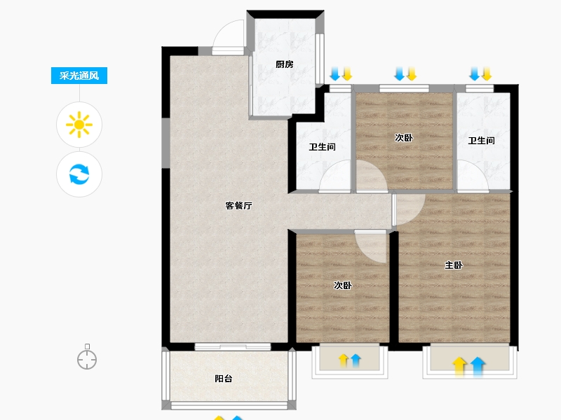 河南省-郑州市-东原阅城-87.21-户型库-采光通风