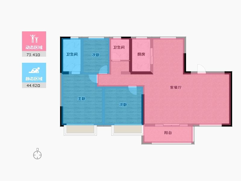 山东省-烟台市-莱州碧桂园安邦城市之光-105.64-户型库-动静分区