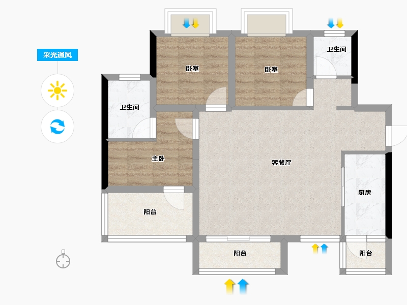 四川省-成都市-新城悦隽盛世-75.02-户型库-采光通风