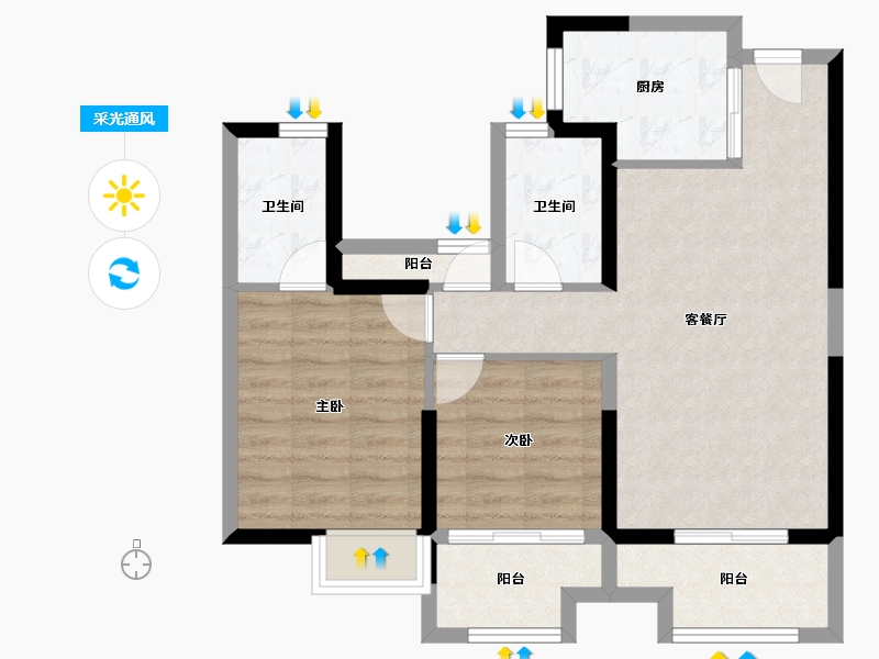 福建省-漳州市-​经发湖畔首府-70.40-户型库-采光通风