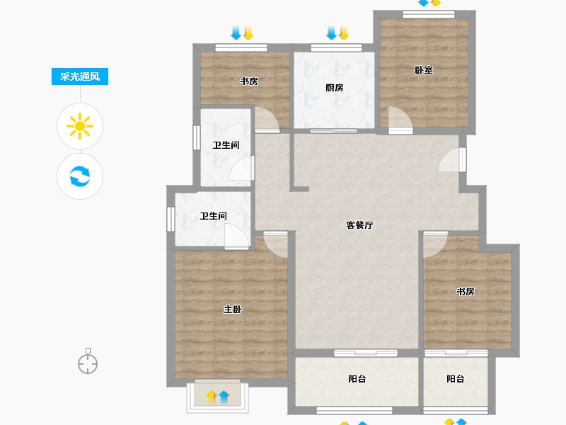 安徽省-合肥市-万科文一未来之光-103.02-户型库-采光通风