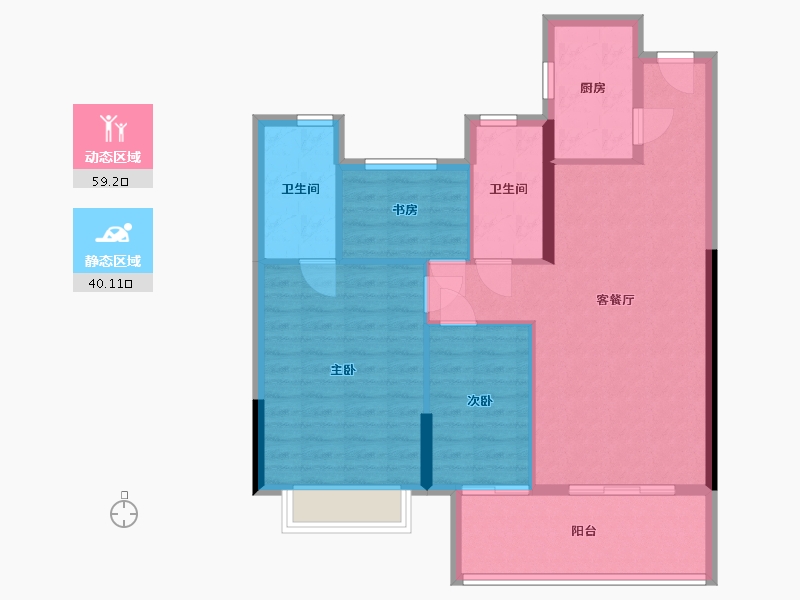 福建省-泉州市-晋兴学府-90.00-户型库-动静分区