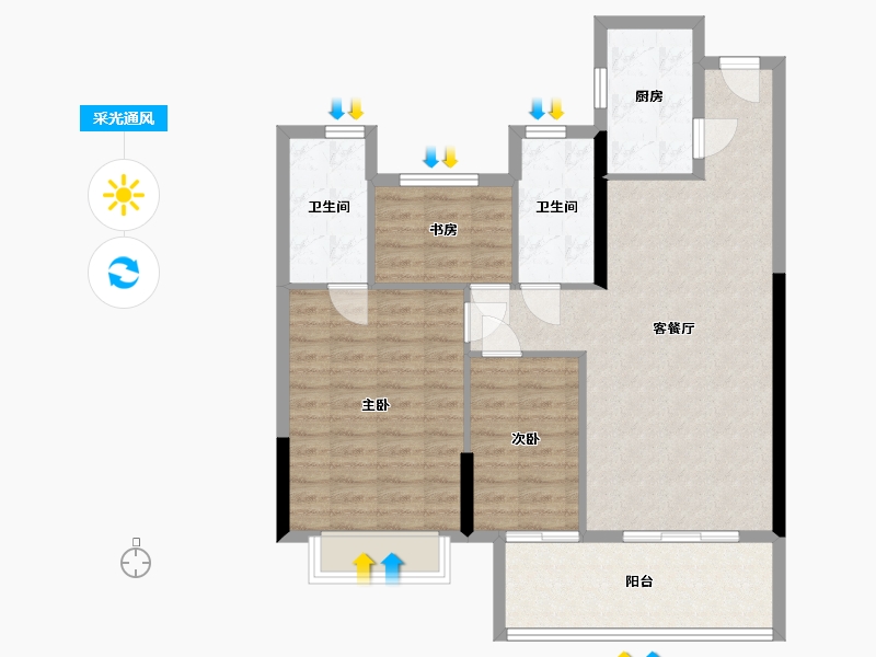 福建省-泉州市-晋兴学府-90.00-户型库-采光通风