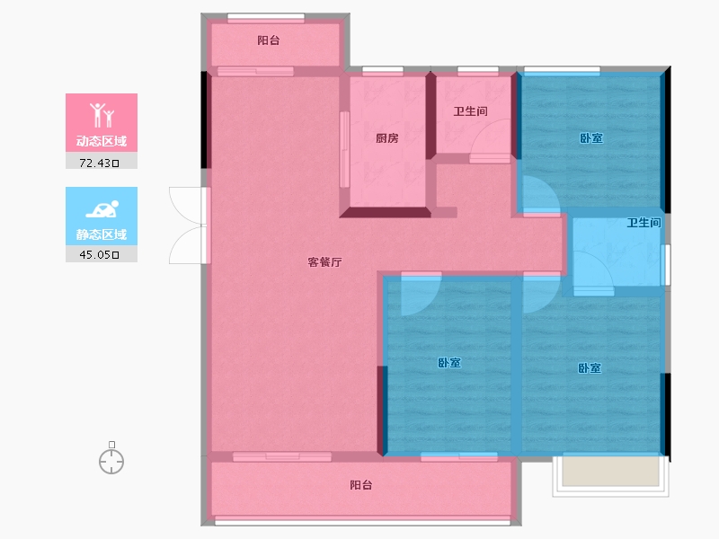 河南省-郑州市-珺尚·馨泽园-104.81-户型库-动静分区