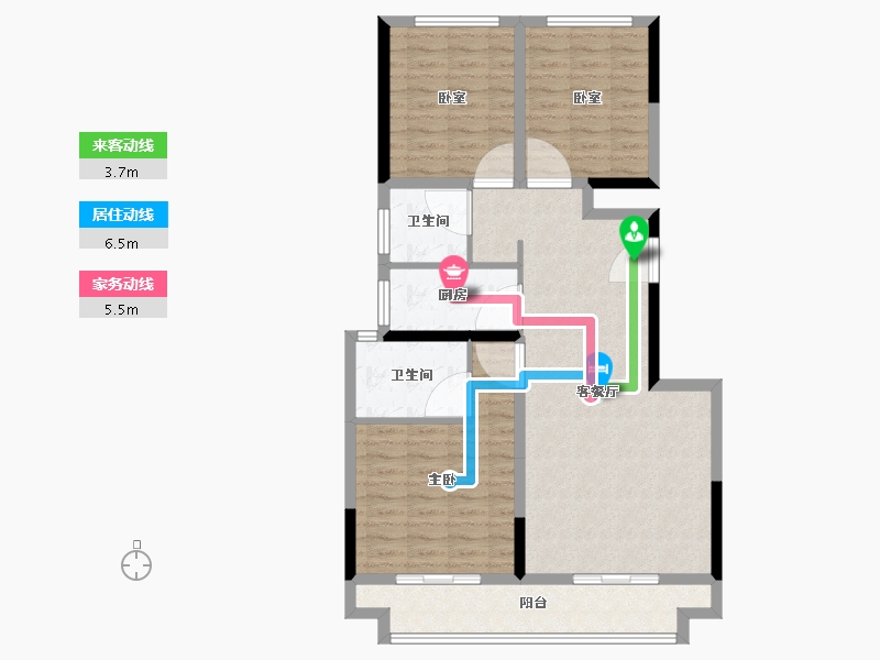 河南省-郑州市-珺尚·馨泽园-94.40-户型库-动静线