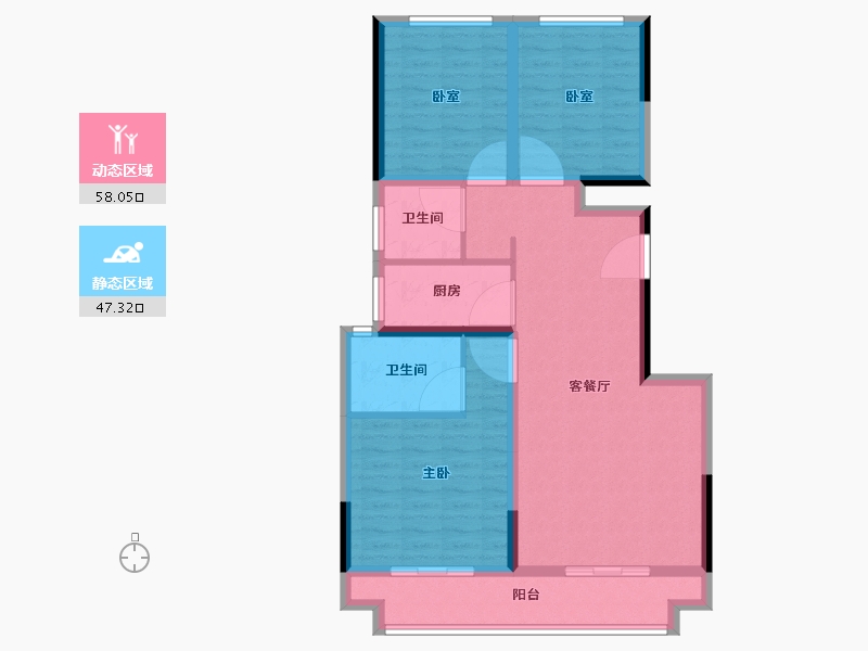 河南省-郑州市-珺尚·馨泽园-94.40-户型库-动静分区