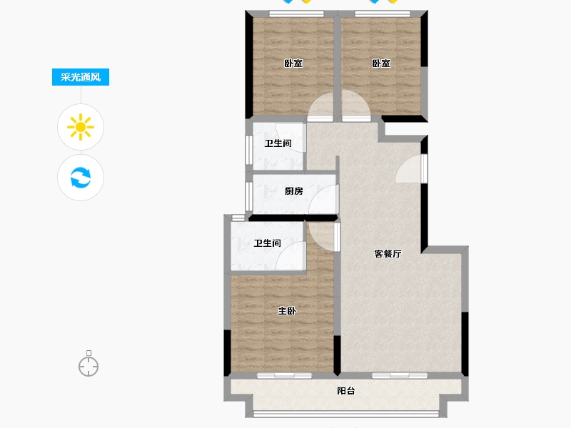 河南省-郑州市-珺尚·馨泽园-94.40-户型库-采光通风