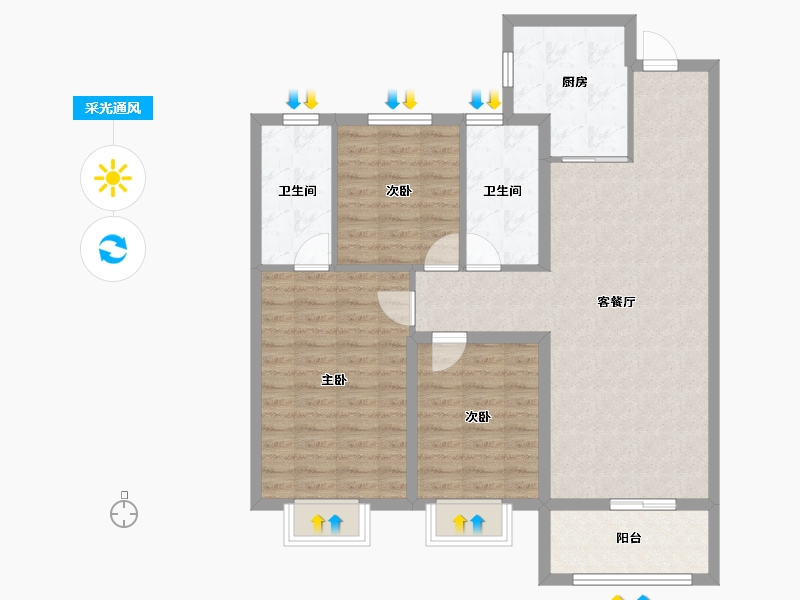 山西省-太原市-中国中铁·诺德城-96.00-户型库-采光通风