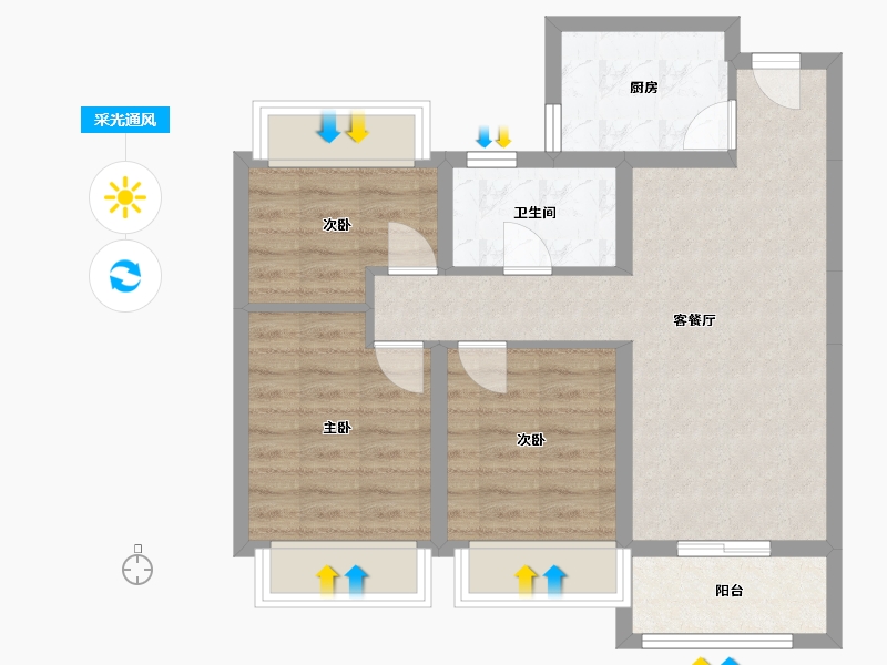 湖北省-武汉市-高科世茂十里星河-70.14-户型库-采光通风