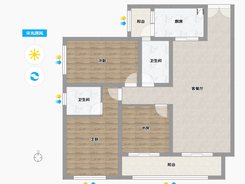 云南省-昆明市-乡鸭湖-98.90-户型库-采光通风