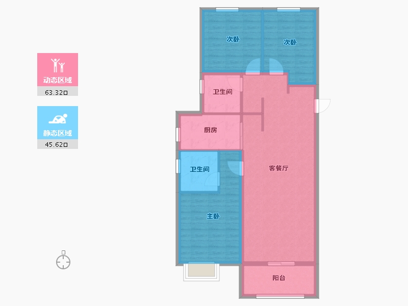 山西省-太原市-中国中铁·诺德城-98.40-户型库-动静分区