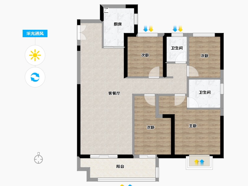 四川省-成都市-海伦堡玖悦府-98.39-户型库-采光通风