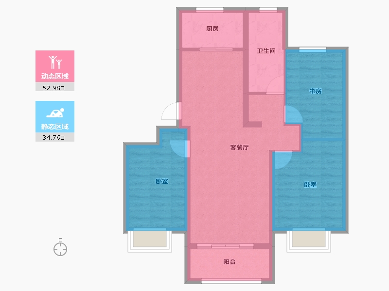 辽宁省-丹东市-碧桂园江山云著-78.28-户型库-动静分区